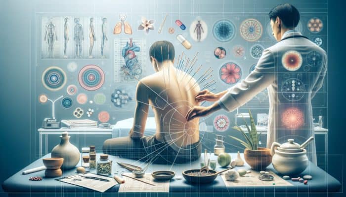 A tranquil UK clinic blending Eastern and Western healing principles with acupuncture treatment.