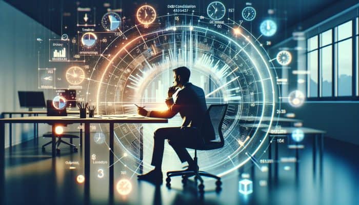 A person analysing a financial chart for debt consolidation options in an office.