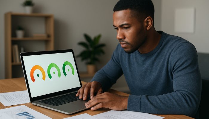 Key Timing Tips for Checking Your Score After Changes | DCL Individual analysing Experian, Equifax, and TransUnion credit scores on a laptop in a home office